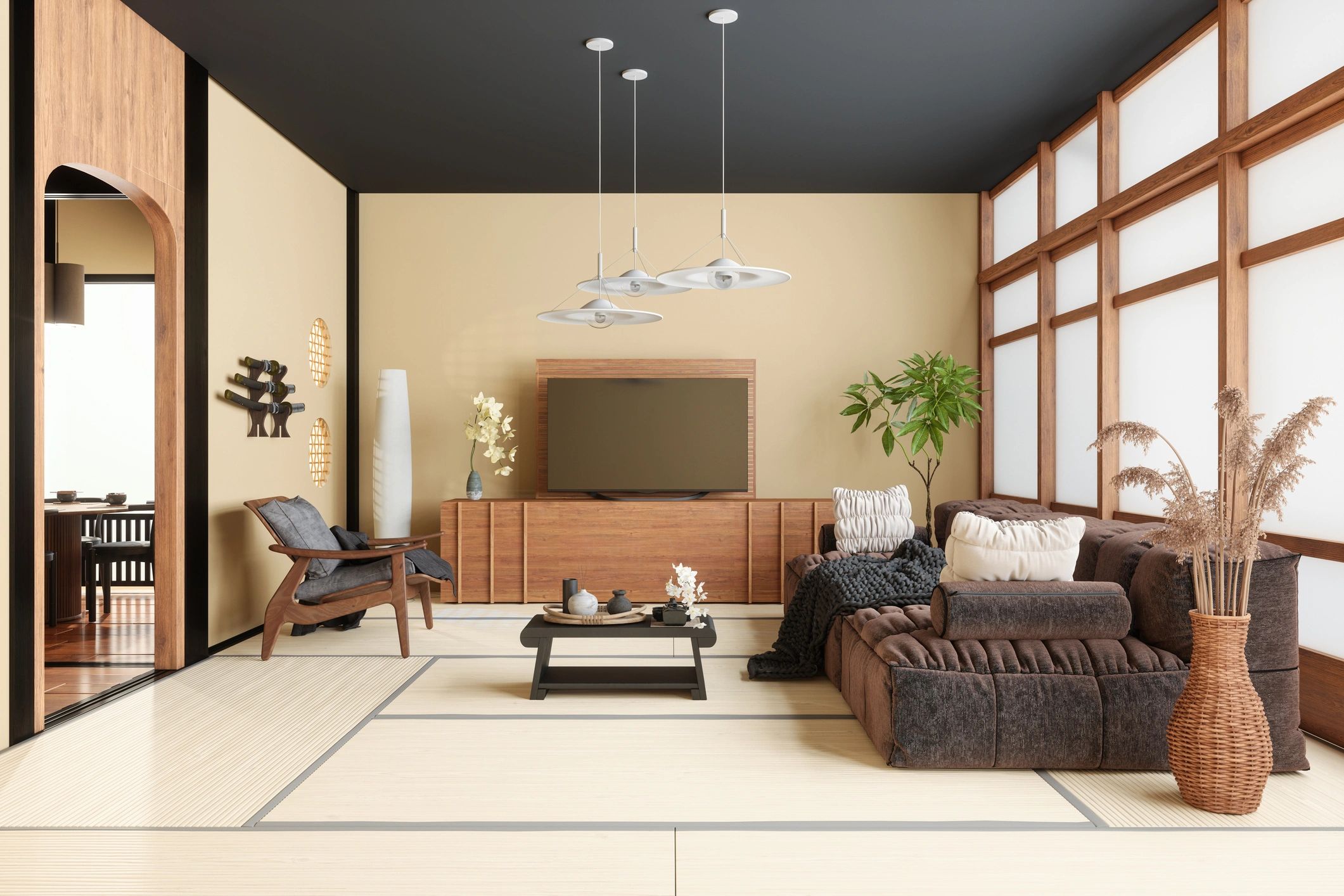 Modern staged living room interior