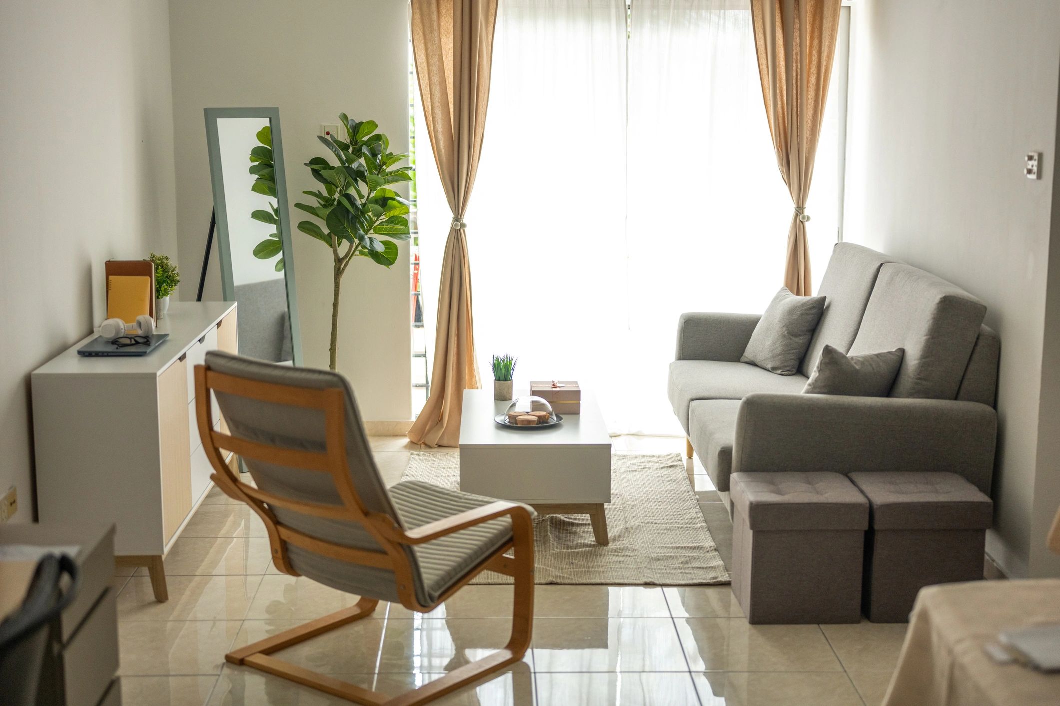 Bright modern living room interior